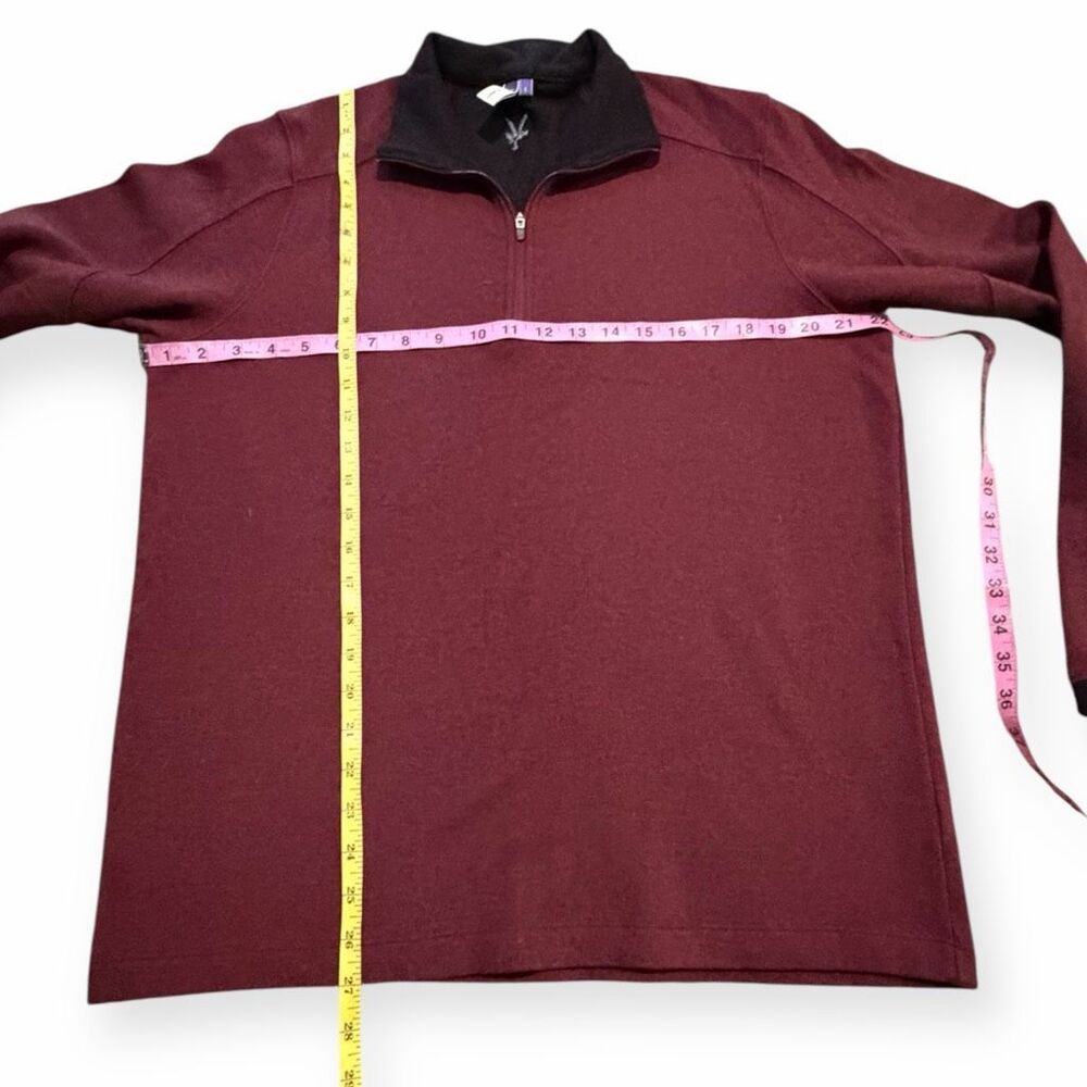 IBEX Men’s Burgundy Long Sleeve Merino Wool Base Layer Pullover Size Large - Picture 6 of 6
